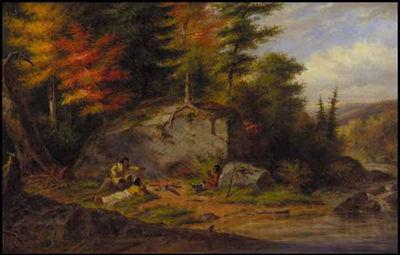 Cornelius Krieghoff Chippewa Indians at a Portage France oil painting art